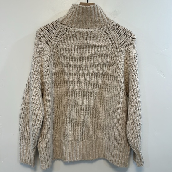 ANTHROPOLOGIE - MAEVE tan chunky knit the Dakota over size turtleneck sweater - Picture 8 of 11